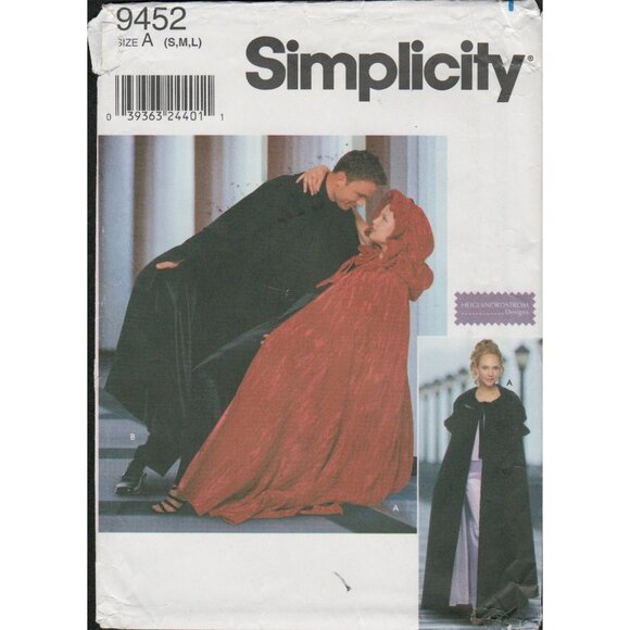 Simplicity 9452 Adult Unisex Cape Cloak Costume Pattern Ren Faire Cosplay Uncut - Picture 1 of 6